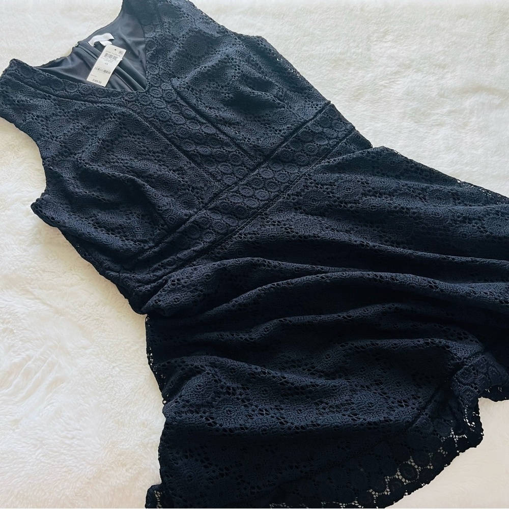 NWT CHARTER CLUB Fit & Flare Lace Overlay Black Knee Length Dress Plus Size 4X - Picture 6 of 10